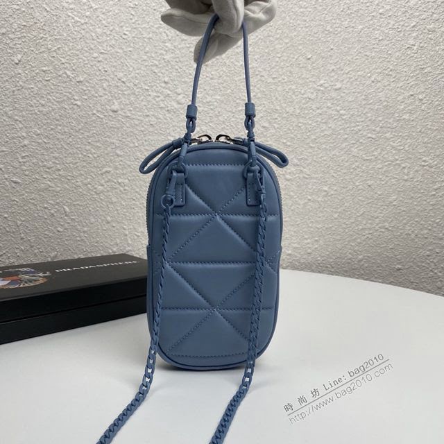 prada女包 普拉達專櫃新款斜挎包 1DH030 Prada淺藍色手機包  pyd2221